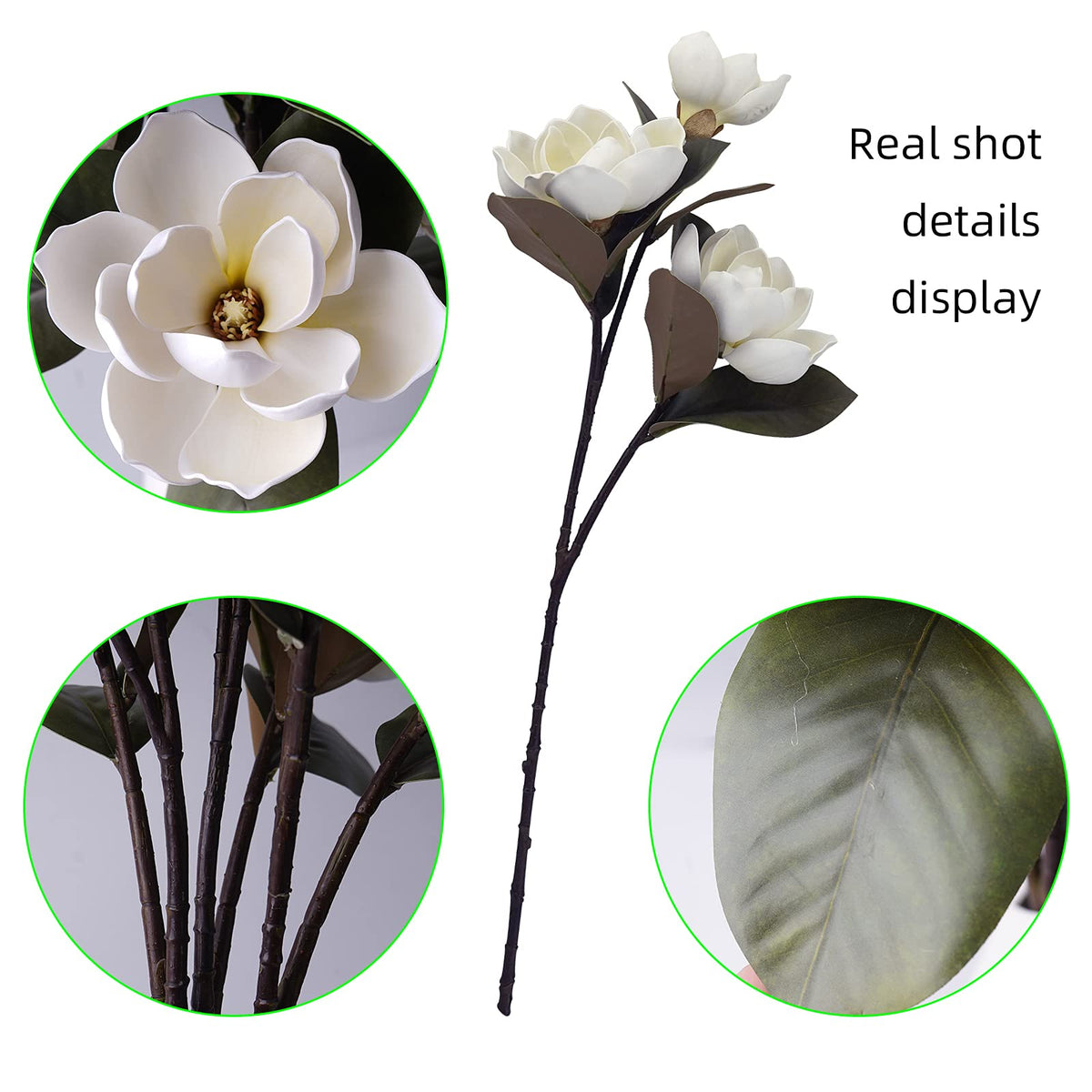 MINYULUA magnolia stem 75cm tall fits tall vases beautifully