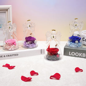 Miofula Christmas or Valentine gift rose and angel, charming keepsake