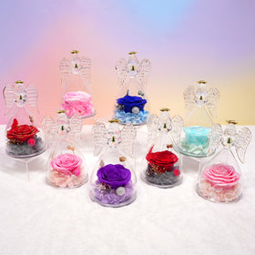 Miofula angel-rose centerpiece in glass offers a serene home accent.
