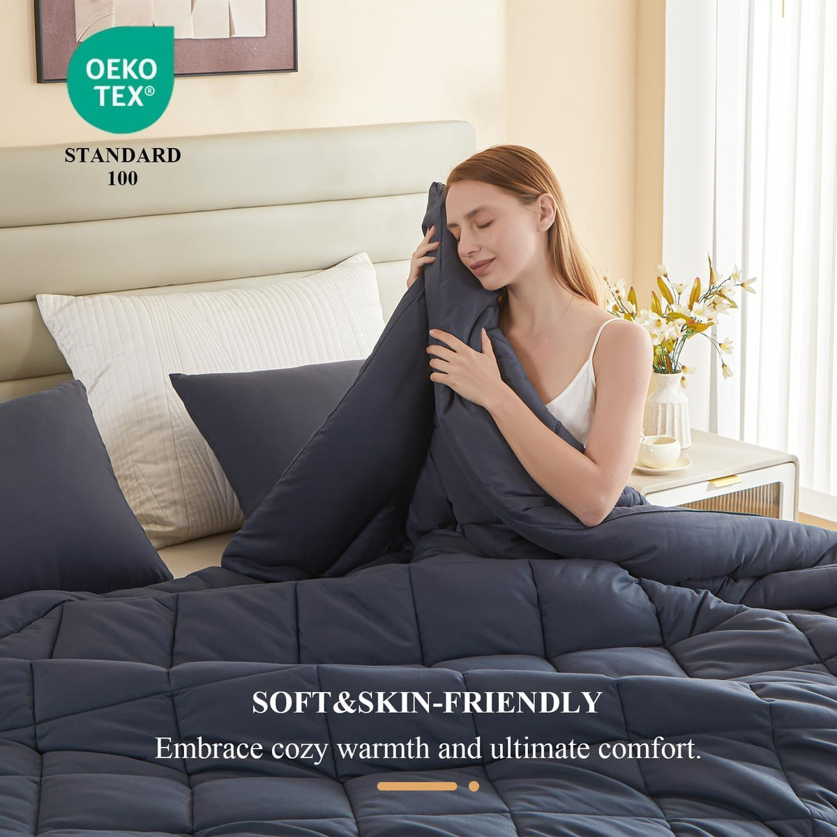 MIOTO 250gsm hollow fiber provides breathable year-round comfort.