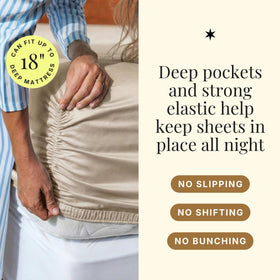 Miracle Made flat sheet and pillowcases arranged for coordinated styling.