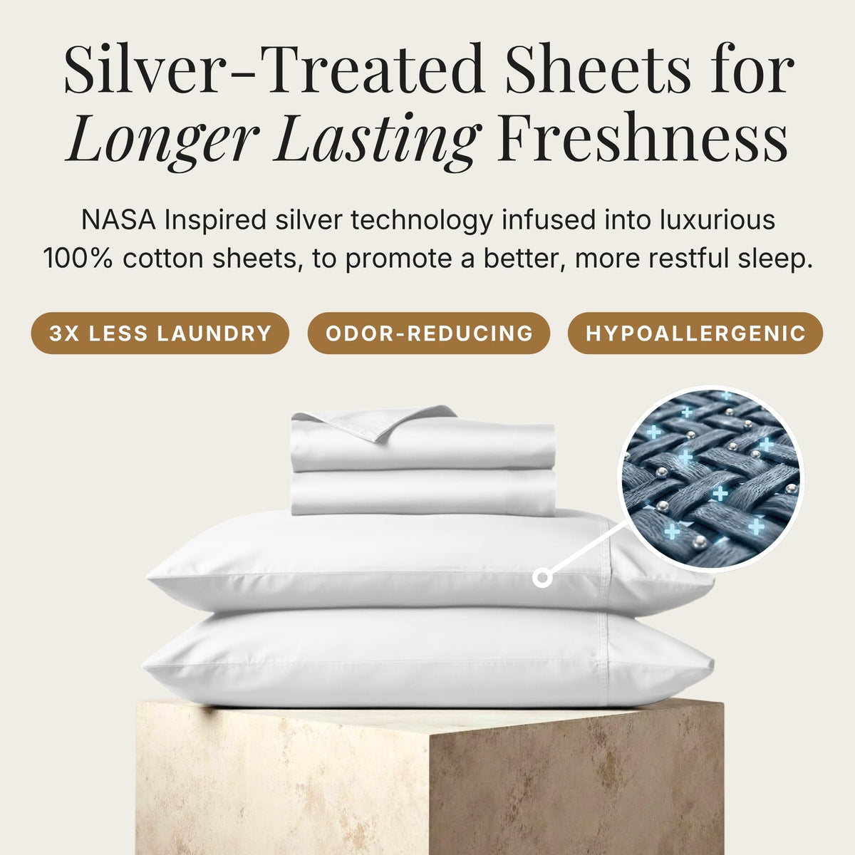 Miracle Made silver-treated fabric reduces odor buildup for a cleaner-feeling bed.