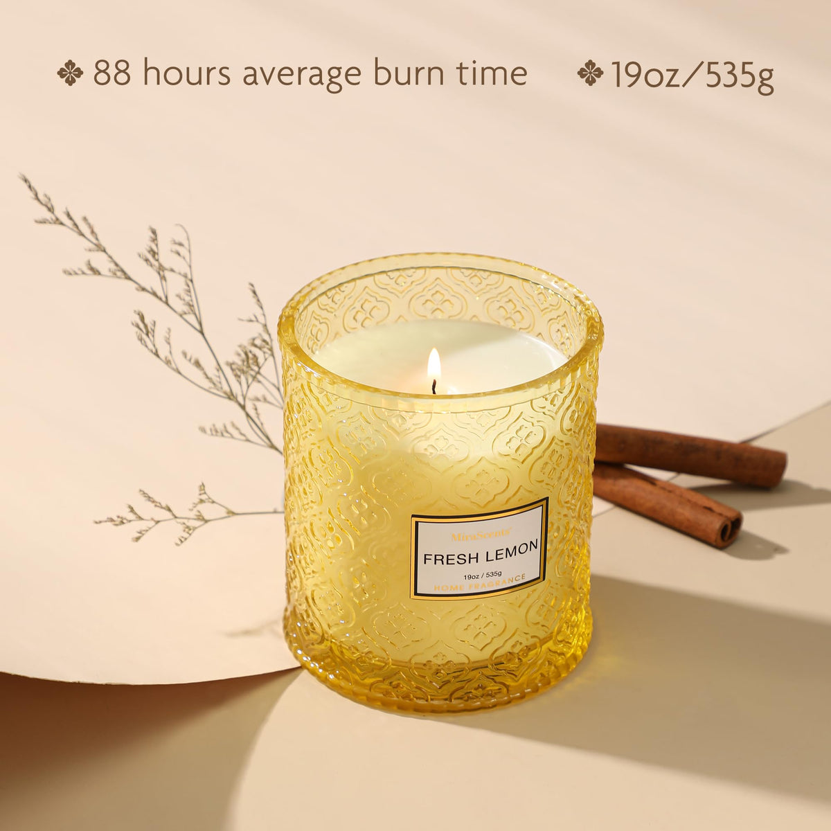 MIRASCENTS Candle offers up to 88 hours of fragrance and ambience