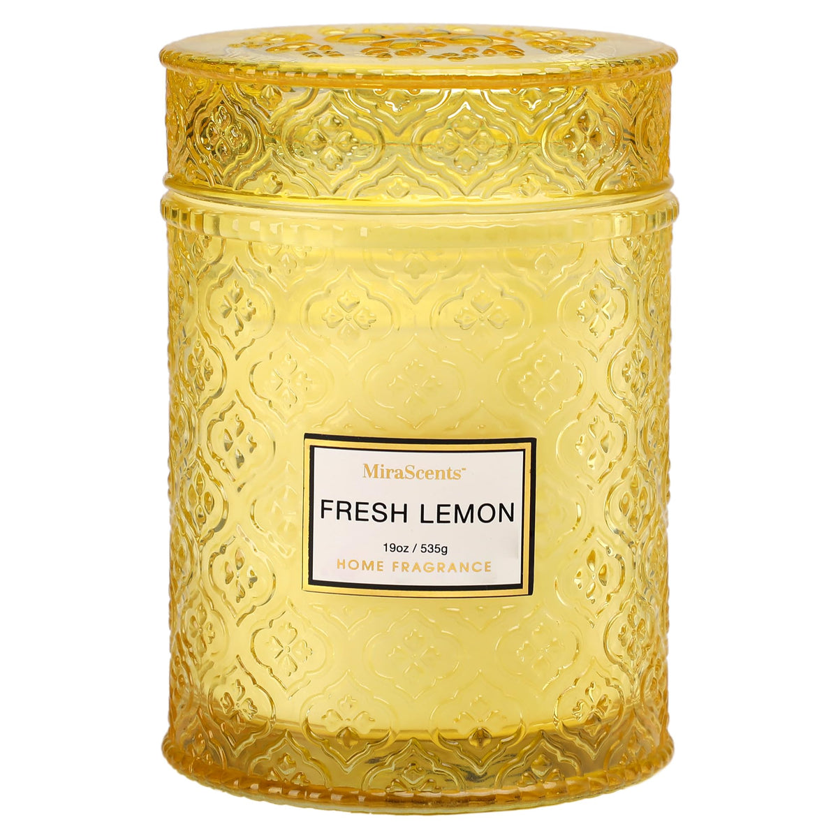 MIRASCENTS Lemon Scented Candle in 19oz jar delivering bright citrus aroma for refreshing spaces