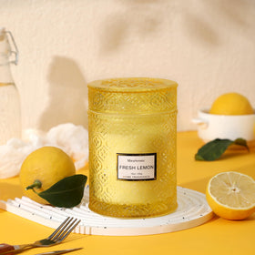 MIRASCENTS Yellow decorative jar candle adds a cheerful focal point in any room