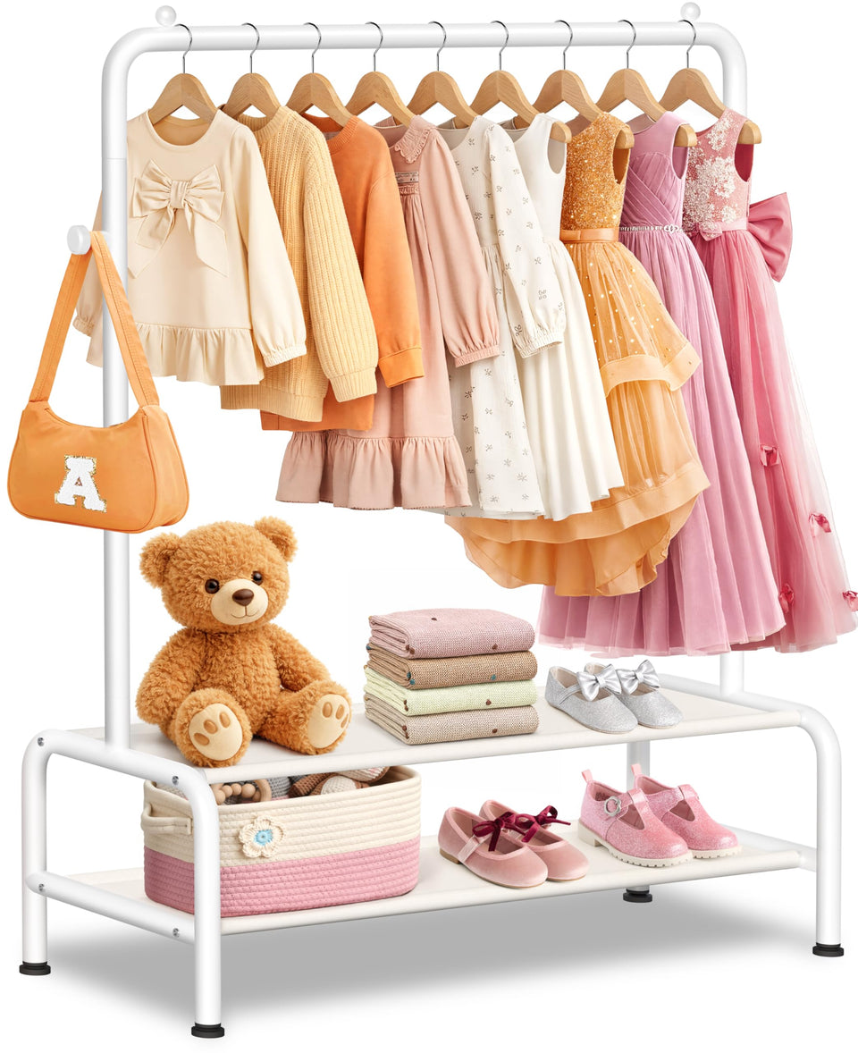 Mirolam kids clothing rack with dress-up focus for independent dressing