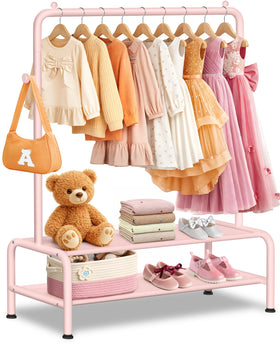 Mirolam kids clothing rack front view for easy access to outfits