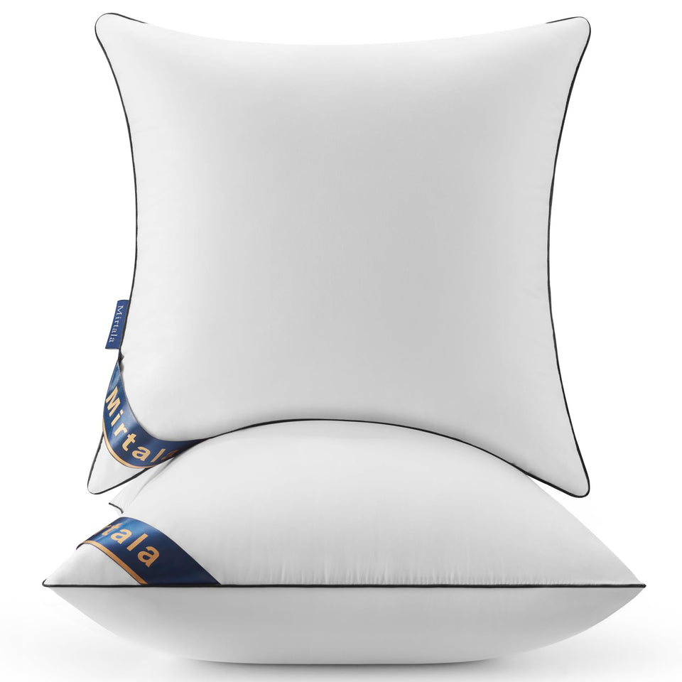 Mirtala pillow inserts showcase fullness for a plush, inviting look.