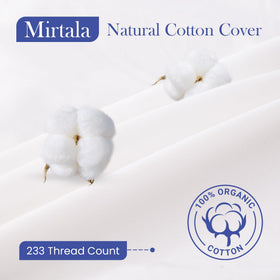 Mirtala cotton cover in white provides soft touch and versatile styling.