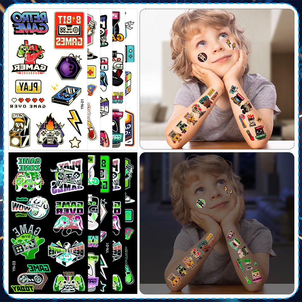Mishopy luminous tattoo stickers add shine to the gaming party.
