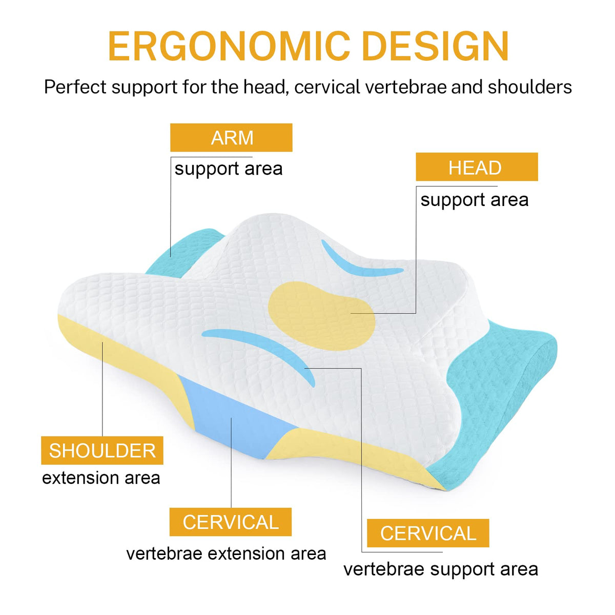 Misiki ergonomic pillow offers shoulder support for relaxed sleep.