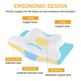 Misiki ergonomic pillow offers shoulder support for relaxed sleep.