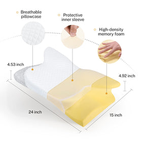 Misiki memory foam pillow with dual heights adapts to various sleepers.