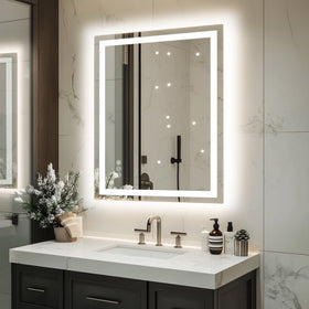 Miskerm 32x24 LED mirror with backlit and front-lit panels for bright grooming reflections