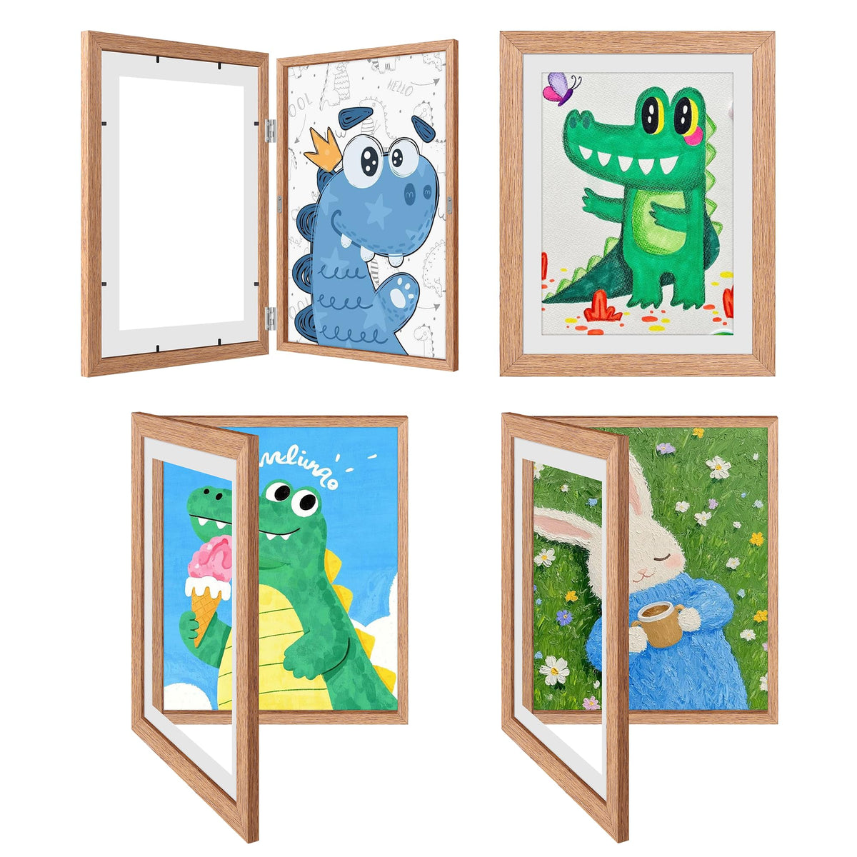 MISNEACH 4-pack artwork frames with front-open design for easy art swaps.