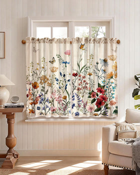 Miss Adola Floral Kitchen Curtains light-filtering fabric lets in warmth while preserving privacy.