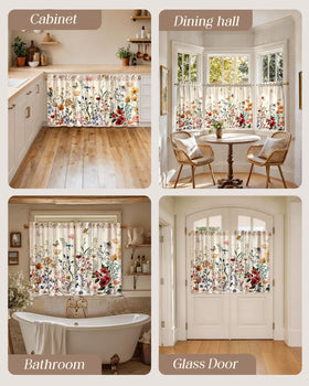 Miss Adola Floral Kitchen Curtains vintage pattern suits rustic and farmhouse interiors.