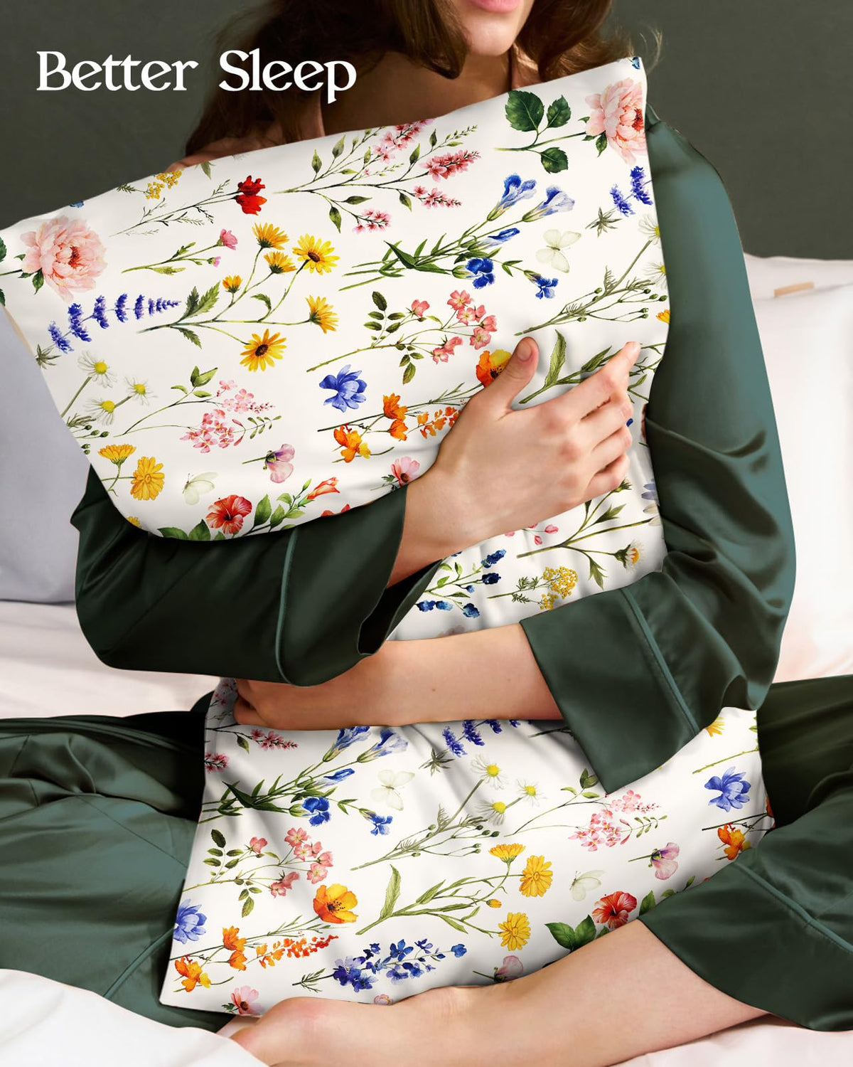 Miss Adola silk pillowcase close-up texture; smooth feel reduces friction.
