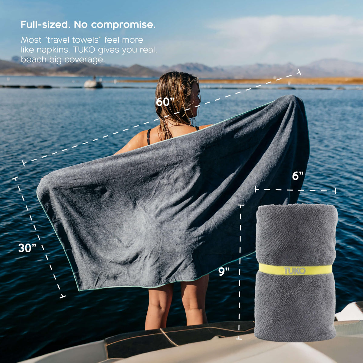 MISSION Tuko towel suited for boat, pool, and beach outings