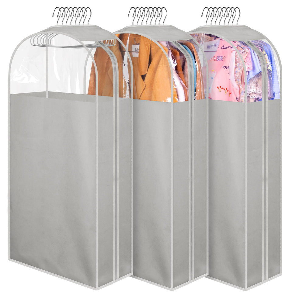 MISSLO 40-inch gusseted garment bag with side view protects suits while keeping them accessible.