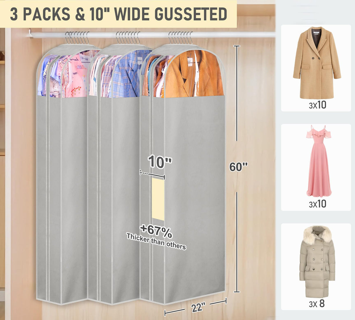 MISSLO 60-inch garment bag offers spacious storage for multiple gowns.