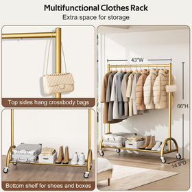 MISSLO bottom shelf stores boxes or shoes, maximizing space.