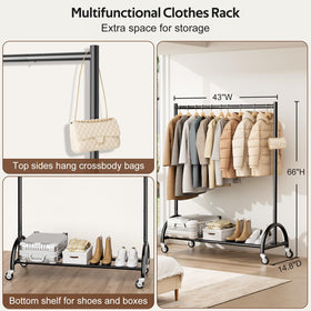 MISSLO top rail accommodates garments of varying lengths for easy outfit planning.