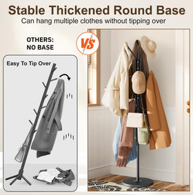 MISSLO coat rack with 12 hooks organizes coats, hats, and bags efficiently.