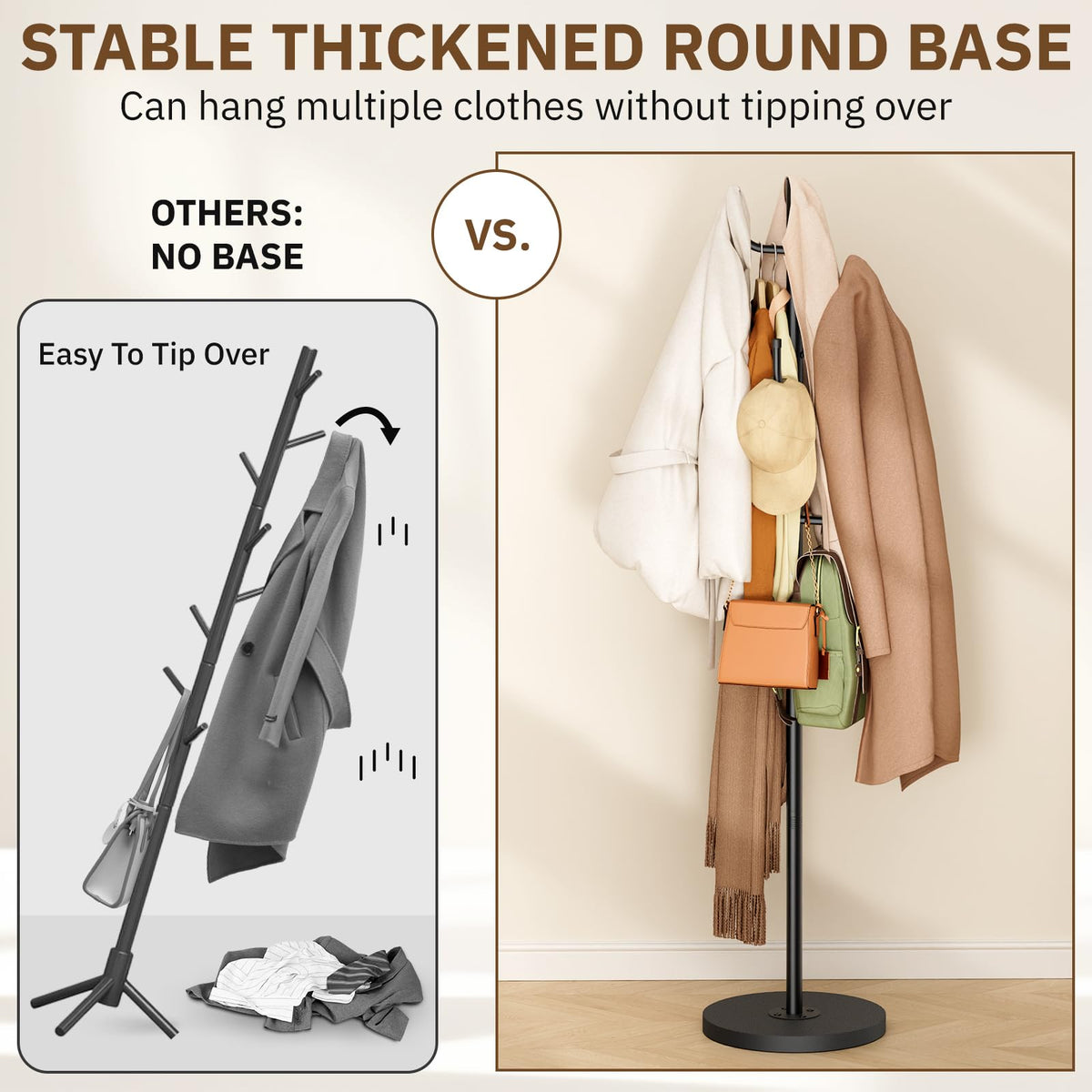 MISSLO coat rack showing six staggered hooks for organized storage