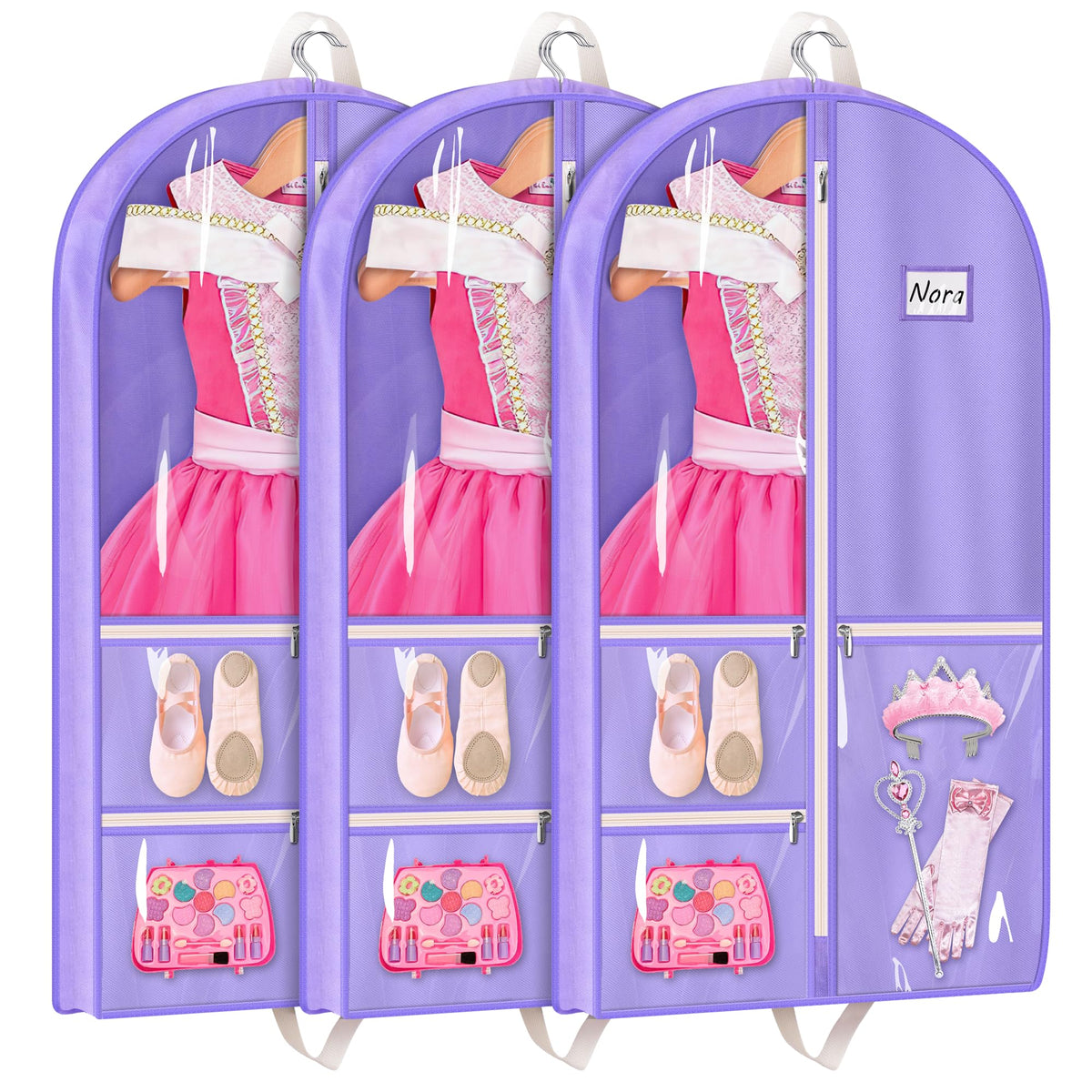 MISSLO 40-inch purple dance garment bag with ample space for multiple costumes.