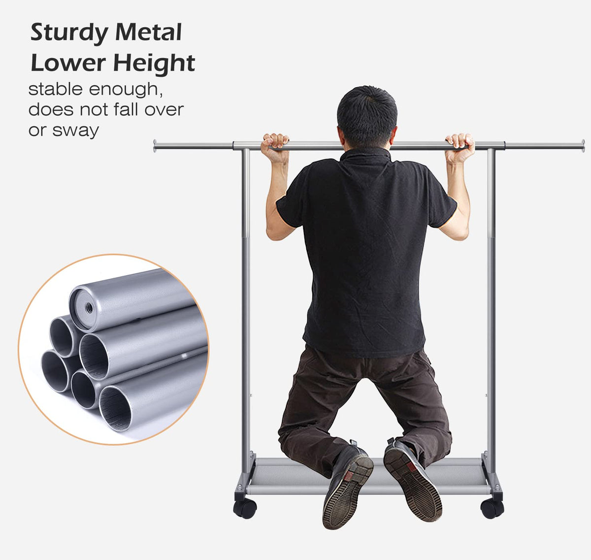 MISSLO durable laundry rack supports a lot of clothing without tipping.