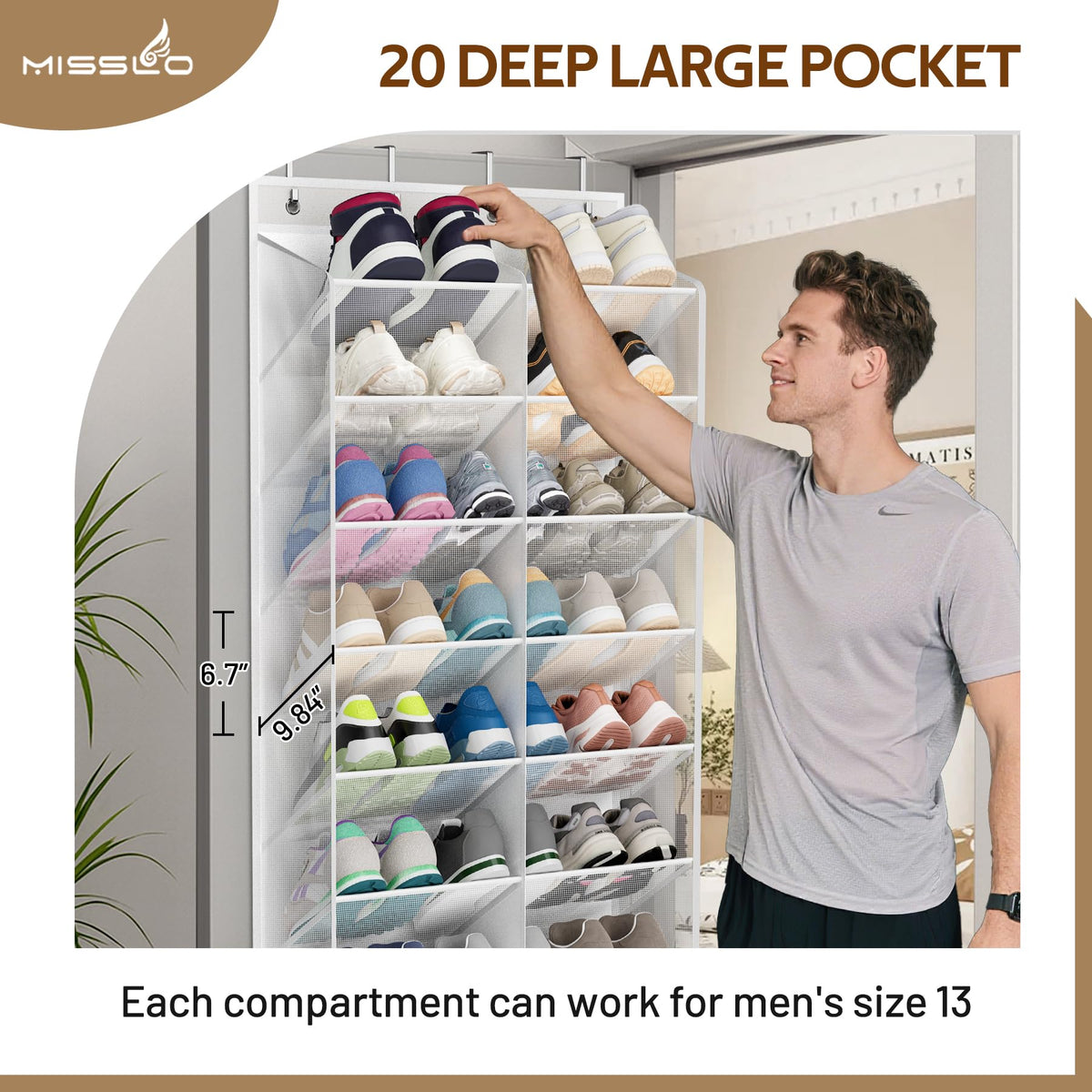 MISSLO four metal hooks enable secure door mounting