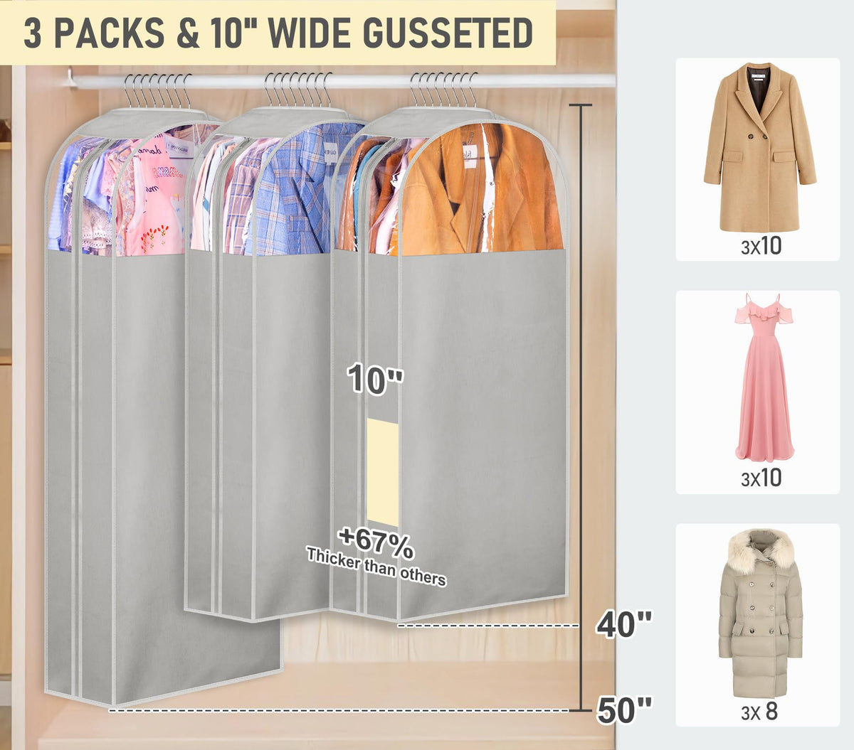 MISSLO 40-inch garment bag side opening for quick access.