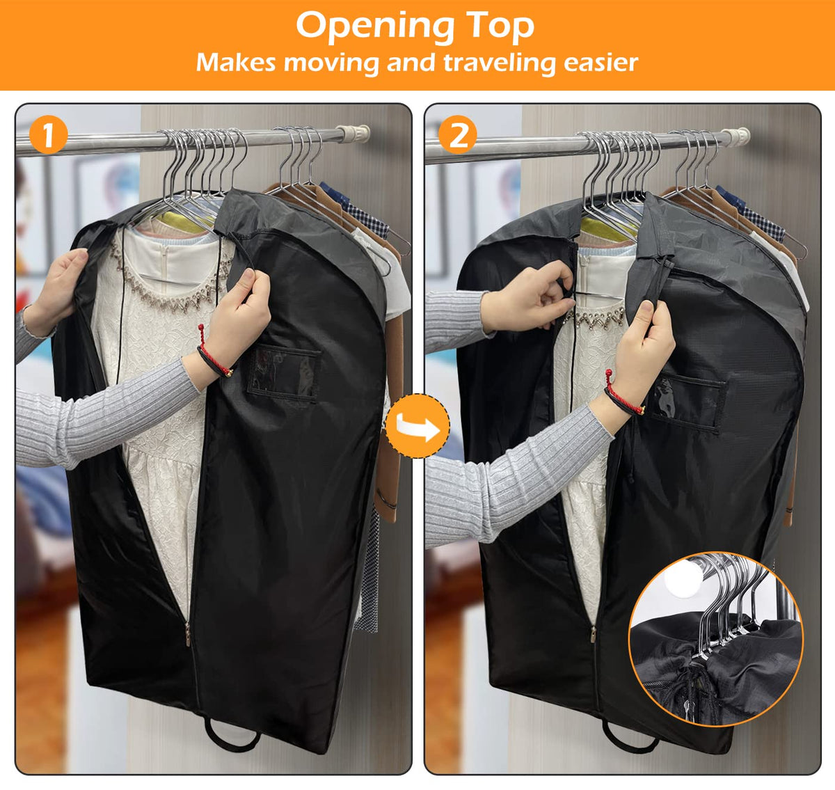 MISSLO garment bag with two reinforced handles for easy carrying