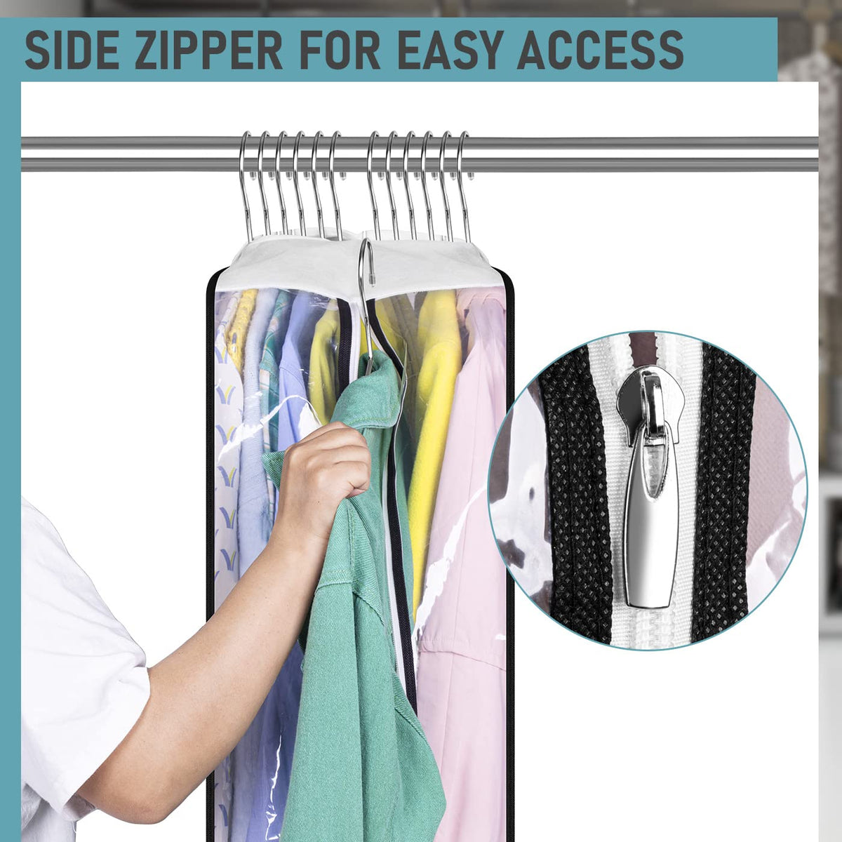 MISSLO garment bag with side zipper for quick access.