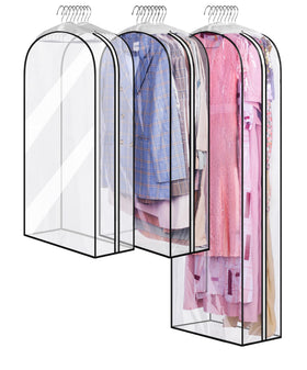 MISSLO garment bags show a 10-inch gusset for wrinkle-free storage.