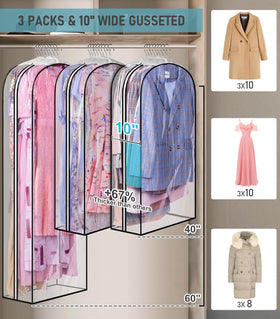 MISSLO 40-inch bag in clear material for easy outfit selection.
