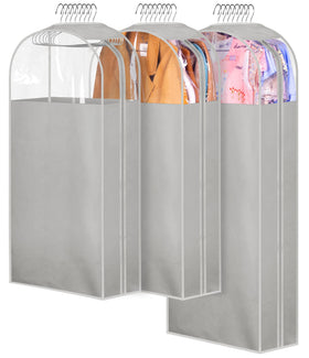 MISSLO gusseted garment bag front view with clear visibility for wardrobe organization.