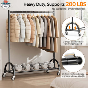 MISSLO heavy-duty clothing rack wheels enable smooth, effortless movement between rooms.