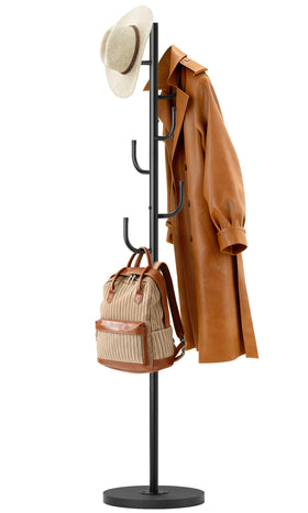 MISSLO heavy-duty coat rack with solid wood base for stable floor grip