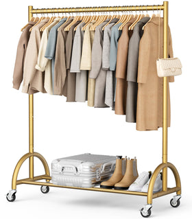 MISSLO heavy-duty rack base provides stable support for a full wardrobe.