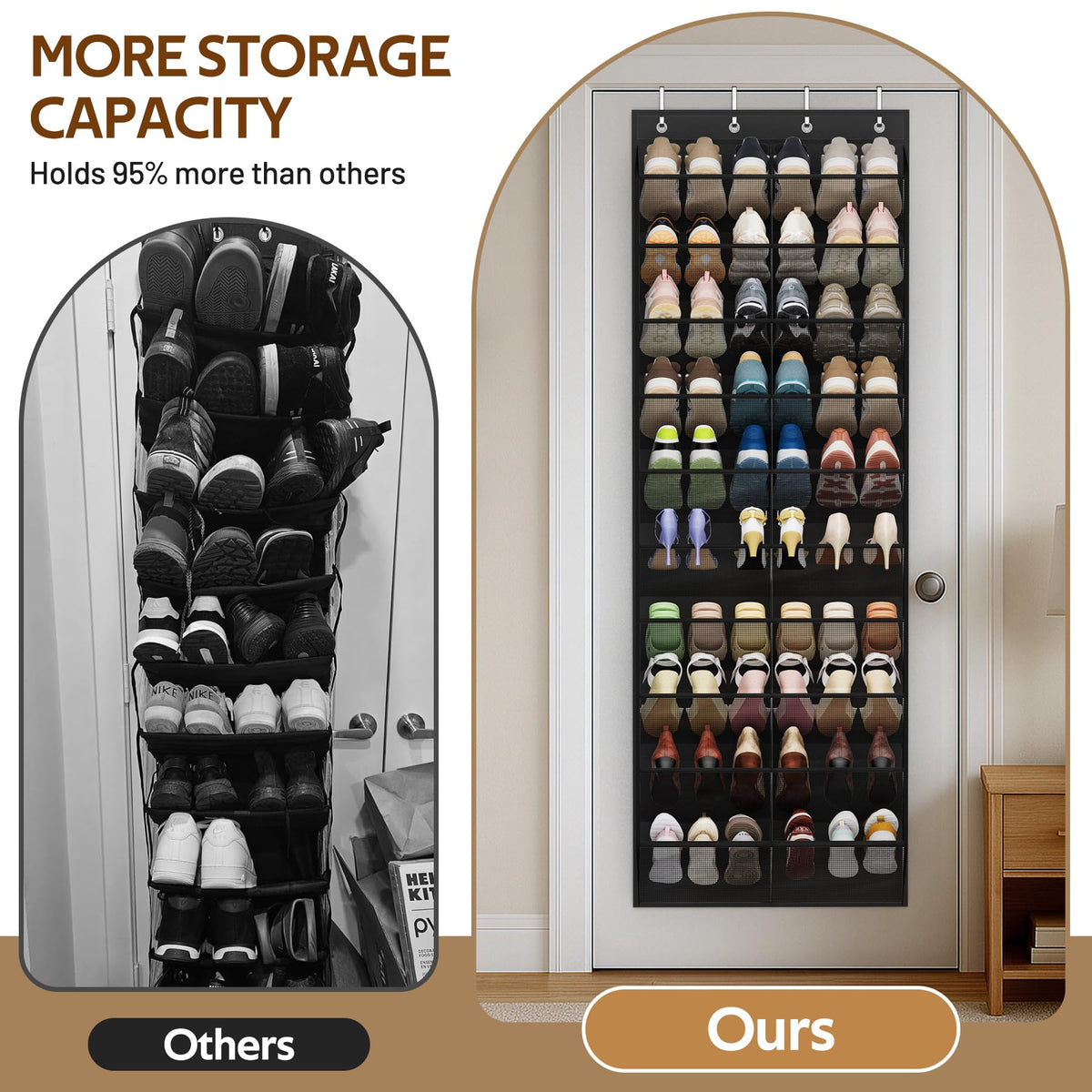 MISSLO 30-pair capacity with large pockets fits size 13 shoes
