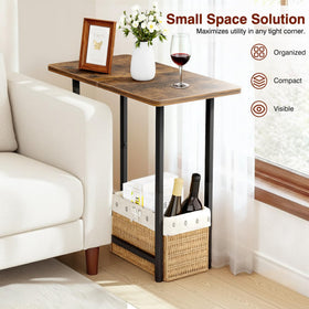 MISSLO end table with metal frame stays steady on uneven floors.