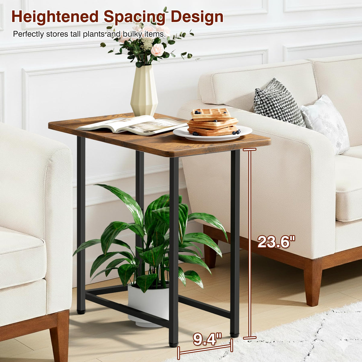 MISSLO rounded edges end table keeps kids safe while adding a sturdy surface.