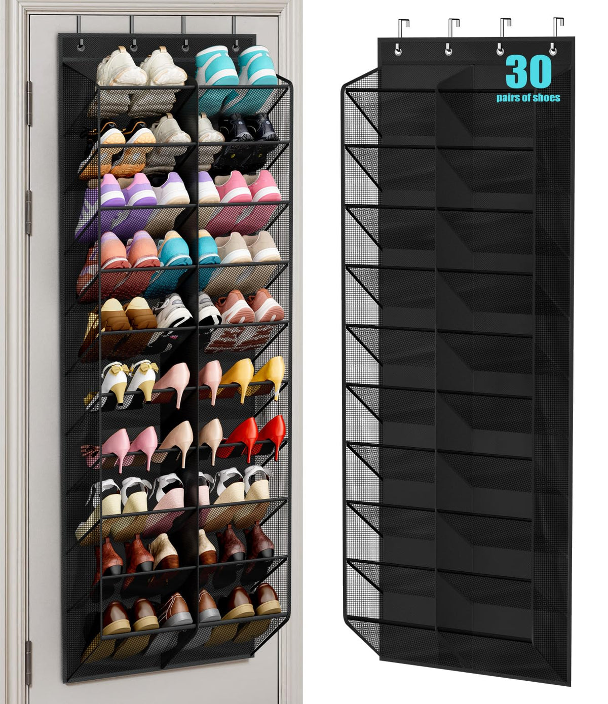 MISSLO over-door shoe organizer mesh front offers breathable closet storage