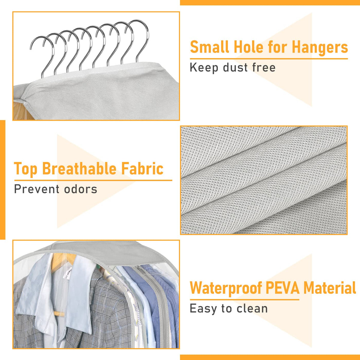 MISSLO organized closet using 3-pack garment bags.