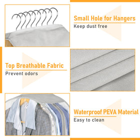 MISSLO organized closet using 3-pack garment bags.
