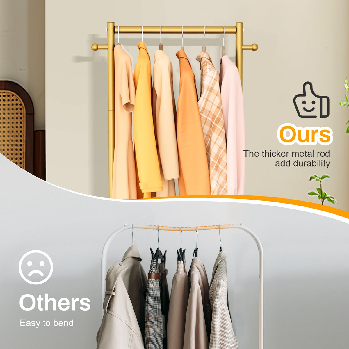 MISSLO rolling garment rack with wheels in motion emphasizes easy relocation.