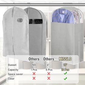 MISSLO garment bag with side zipper provides easy access to clothes
