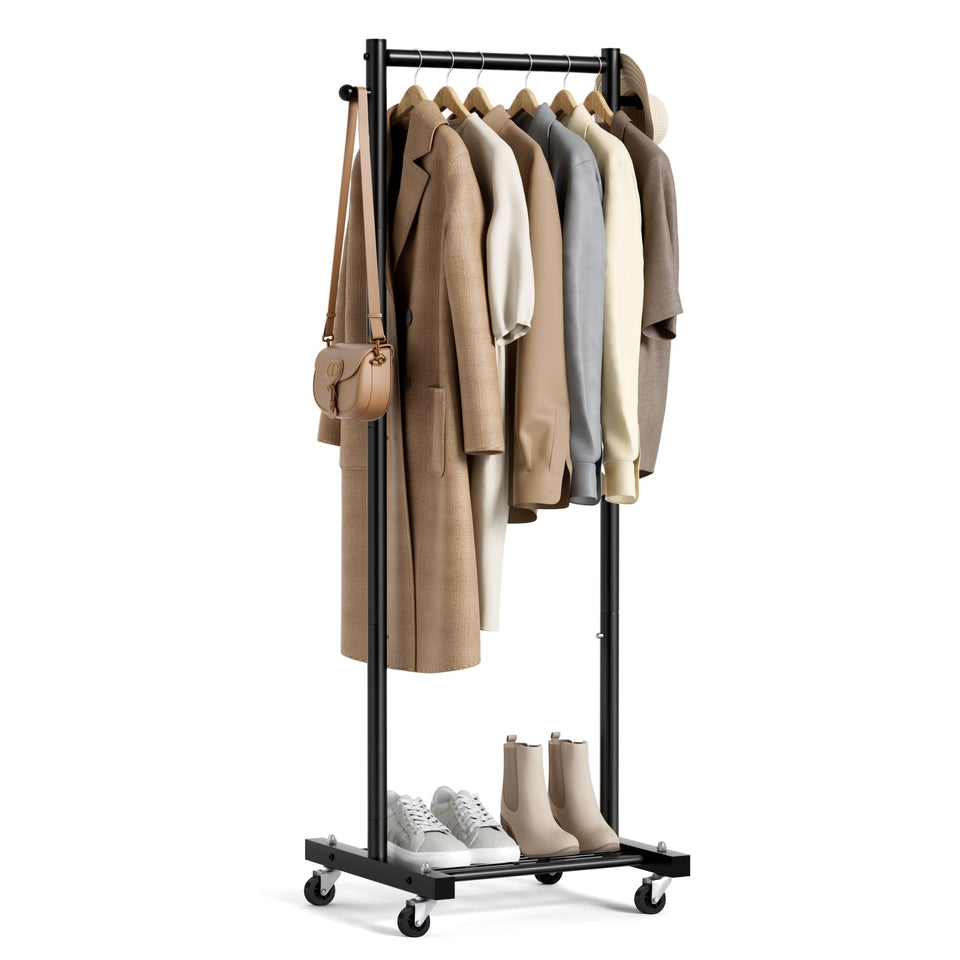 MISSLO small clothes rack, 60-inch side view, compact and sturdy for tight spaces.